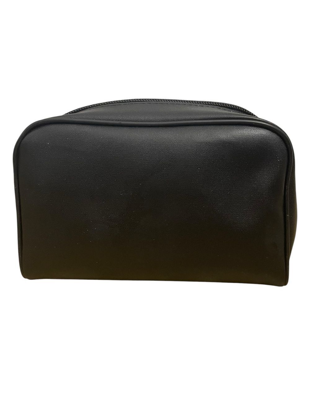 Black Faux Leather Travel Makeup Bag Cosmetic Case